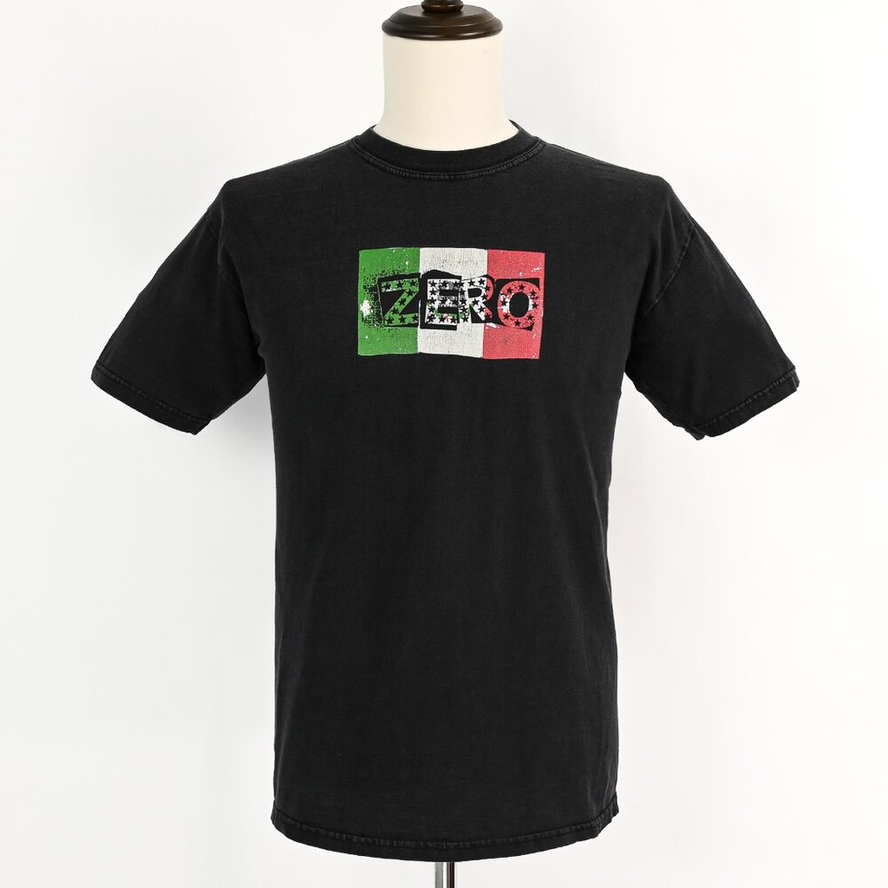 RARE Vintage Men's 90s Zero Skateboards Mexico Flag Black Skate Shirt - M